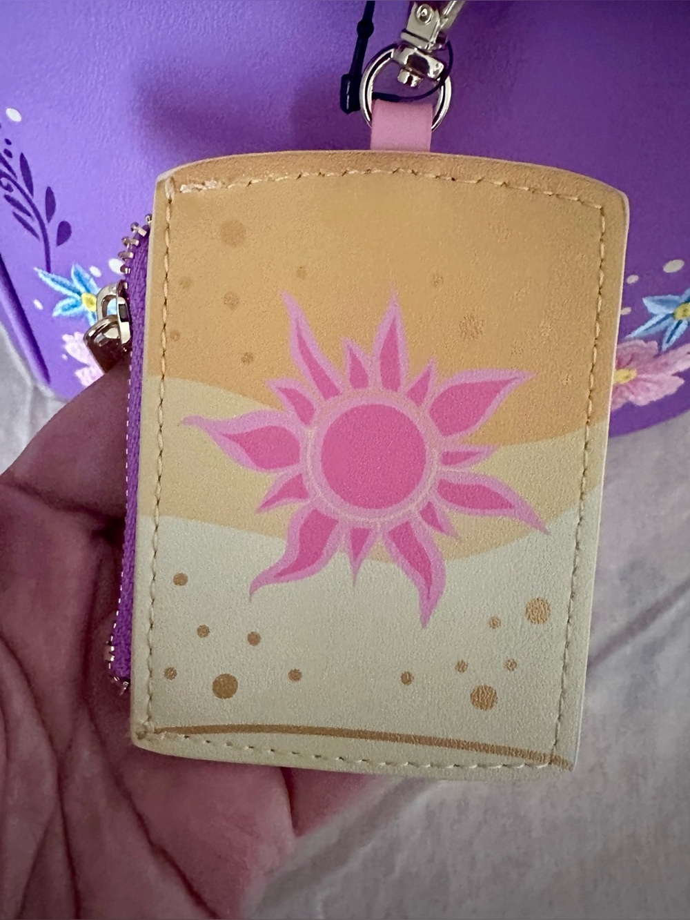 Loungefly Tangled Rapunzel’s Exclusive Floral Flap Mini Backpack with Coin Bag - Picture 8 of 10